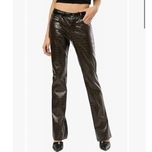 NWT WeWoreWhat Vegan Leather Croc Mid Rise Flare Pant
